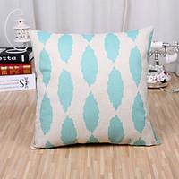1 Pcs Blue Leaf Printing Pillow Cover Simple Square Cushion Cover Cotton/Linen Pillow Case