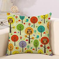 1 Pcs Simple Tree Of Life With Owl Pattern Pillow Cover Creative Pillow Case