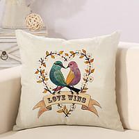 1 Pcs Love Wins Heart Birds Pillow Cover Creative Square Sofa Cushion Cover Home Decor Pillowcase