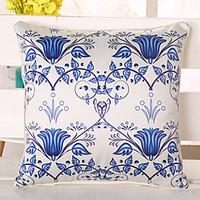 1 Pcs Top Grade Emulation Silk Pillow Cover Blue Flowers Pillow Case