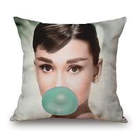 1 Pcs Classic Audrey Hepburn Blow Bubbles Pillow Cover Personality Classic Pillow Case