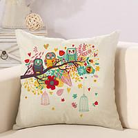 1 Pcs Classic Colorful Owl And Flowers Pillow Cover Square Pillow Case Personality Sofa Cushion Cover