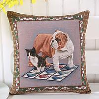 1 Pcs Personality Cat With Dog Pillow Cover European Style Vintage Pillow Case