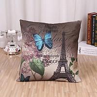 1 pcs retro butterfly with eiffel tower pillow cover creative pillow c ...