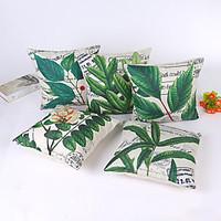 1 pcs 4545cm Green Leaves Pillow Case