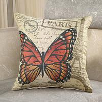 1 Pcs Classic Paris Eiffel Tower Pillow Case Vintage Butterfly Cotton/Linen Pillow Cover