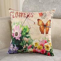 1 Pcs Retro Flowers With Butterfly Cotton/Linen Pillow Cover Fashion Pillow Case