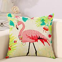1 Pcs Linen Tropical Ostrich Printing Pillow Cover 4545Cm Classic Pillow Case