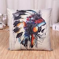 1 Pcs Exaggerated Indian Style Skull Pillow Cover Classic Cotton/Linen Pillow Case Cushion Cover