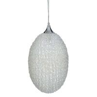 1 Light White Acrylic Pendant With Chrome Mounting Collar