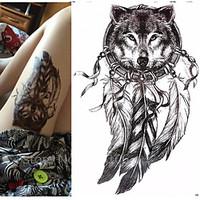 1 pcs wolf with feather 21x15cm cool beauty tattoo waterproof temporar ...