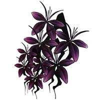 1 Pcs Waterproof Large Purple Flowers Pattern Tattoo Stickers