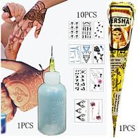 1 black henna cones applicator temporary tattoo body art ink hina kit  ...