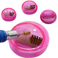 1 pcs Nail Art Rose Red Drill Bit Cleaning Brush Box Include Soft Hard Brush Inside For Machine Drill Cleaning NJ217
