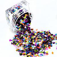 1 Bottle Sparkly Rhombus Paillette Nail Art Colorful 3D Sequins Laser Glitter Dazzling Mixed Colorful DIY Shining Tips