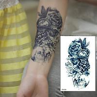 1 pcs ttrendy temporary tattoo flower rose clock jewel death pirate sk ...