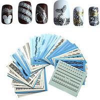 1 set 50PCS White/Black Sexy Lace Nail Stickers Nail Art Water Transfer Decals Manicure Wraps Decor Styling Tools Lace