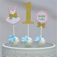 1 Year Old Baby Girl Birthday Cake Top (Set Of 3)