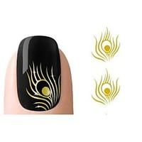 1 PCS 3D Fashion Gold Peacock Feather Nail Art Stickers