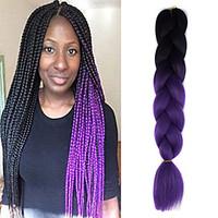 1 Pack Black Ombre Violet Crochet 24inch Yaki Kanekalon Fiber 100g 2 Tone Jumbo Braids Synthetic Hair Extensions