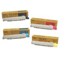 1 Full Set of Brother TN12BK Black and 1 x Colour Set TN12C/M/Y Original Toner Cartridges