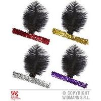 1 Sequin Headband With Feather - 4 Colours Randoms 20s Accessory Costume