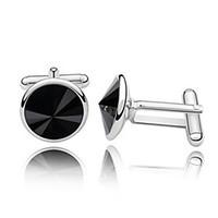 1 Pair Men\'s High Quality Round Crystal Cufflinks Christmas Gifts