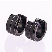 1 Pair Men\'s Gold/Silver/Black Stainless Steel with Crystal Hoop Stud Earrings Fine Jewelry