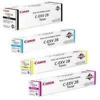 1 full set of canon c exv28bk black and 1 x colour set c exv28cmy orig ...