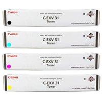 1 full set of canon c exv31bk black and 1 x colour set c exv31cmy orig ...