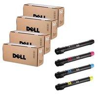 1 Full Set Dell 593-10873 Black + 1 x Colour Set 593-10875-78 (Original) High Capacity Toner