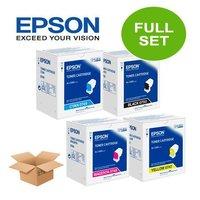 1 full set of epson s050750 black and 1 x colour set s0507474849 origi ...