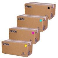 1 Full Set of Epson S050038 Black and 1 x Colour Set S050039-41C/M/Y (Original) Toner Cartridges