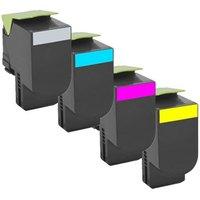 1 full set of lexmark 70c2hk0 black and 1 x colour set 70c2hc0m0y0 rem ...