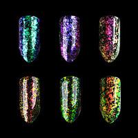1 Box 0.2g Transparent Chameleon Flakes Multichrome Nail Powder Powder Shimmer Nail Art Glitter Dust Galaxy Glitter Powder