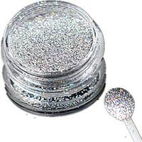 1 bottle nail art laser silver glitter shining powder manicure decorat ...