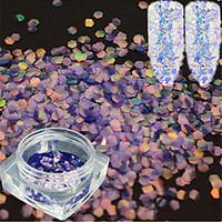 1 bottle fashion romantic style laser purple nail art mermaid hexagon  ...
