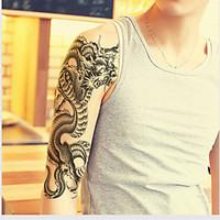 1 Sheets Black Totem Dragon Pattern Mens Temporary Tattoo Arm Leg Body Sticker Art