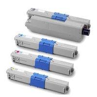 1 Full Set of Oki 44973512 Black and 1 x Colour Set 44973509/10/11C/M/Y Remanufactured Toner Cartridges