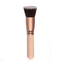 1 Foundation Brush Nylon Plastic Face Golden Handle