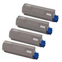 1 Full Set of Oki 44844616 Black and 1 x Colour Set 44844613-15 C/M/Y Remanufactured Toner Cartridges