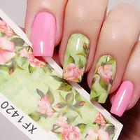 1 sheet Nail Water Decals Chic Floral Transfer Stickers Flowers Nail Art Sticker Tattoo Decals XF1420