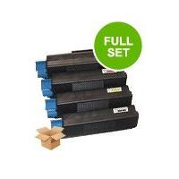 1 Full Set of OKI 42126644 Black and 1 x Colour Set 42126641/42/43 (Remanufactured) Toner Cartridges