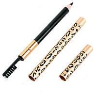 1 Pcs New Leopard Women Eyebrow Waterproof Black Brown Pencil With Brush Make Up Eyeliner