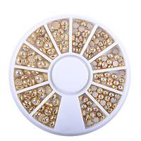 1 Box AB Beige Color Metal Edge Glitter Nail Beads Studs DIY Beauty Charm Nail Art Pearls Decorations Wheel