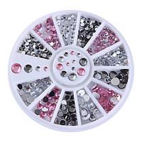 1 Box Pink Clear Grey Nail Rhinestones Mixed Size Nail Studs Manicure 3D Nail Art Decorations in Wheel