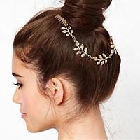 1 Pcs Metal Chain Leaves Combs Accessories Leaves Double Inserted Comb Hair Band