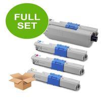 1 Full Set of Oki 44973508 Black and 1 x Colour Set 44469724/23/22C/Y (Remanufactured) Toners