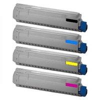 1 Full Set of Oki 44059212 Black and 1 x Colour Set 44059209/10/11C/M/Y (Remanufactured) Toner Cartridges