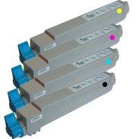 1 Full Set of Oki 43837132 Black and 1 x Colour Set 43837129-31C/M/Y Remanufactured Toner Cartridge